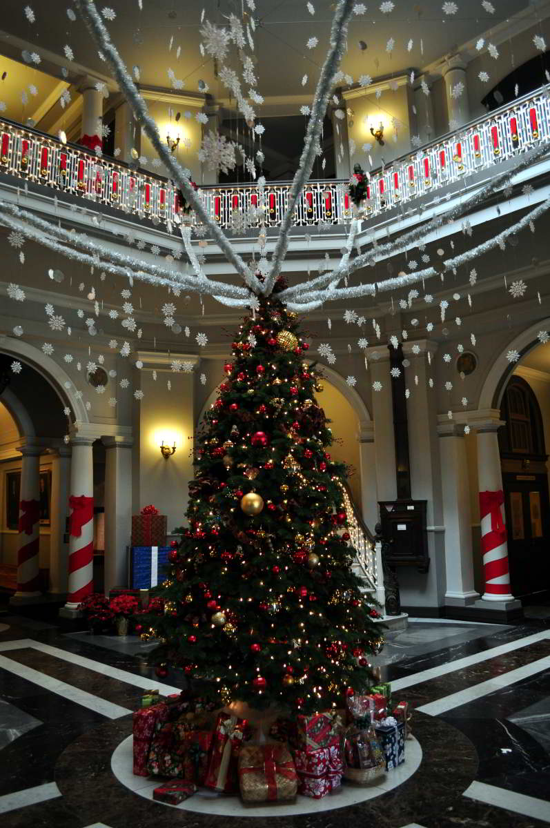 クリスマス時期にアリイオラニ・ハレ内に飾られていたクリスマスツリー